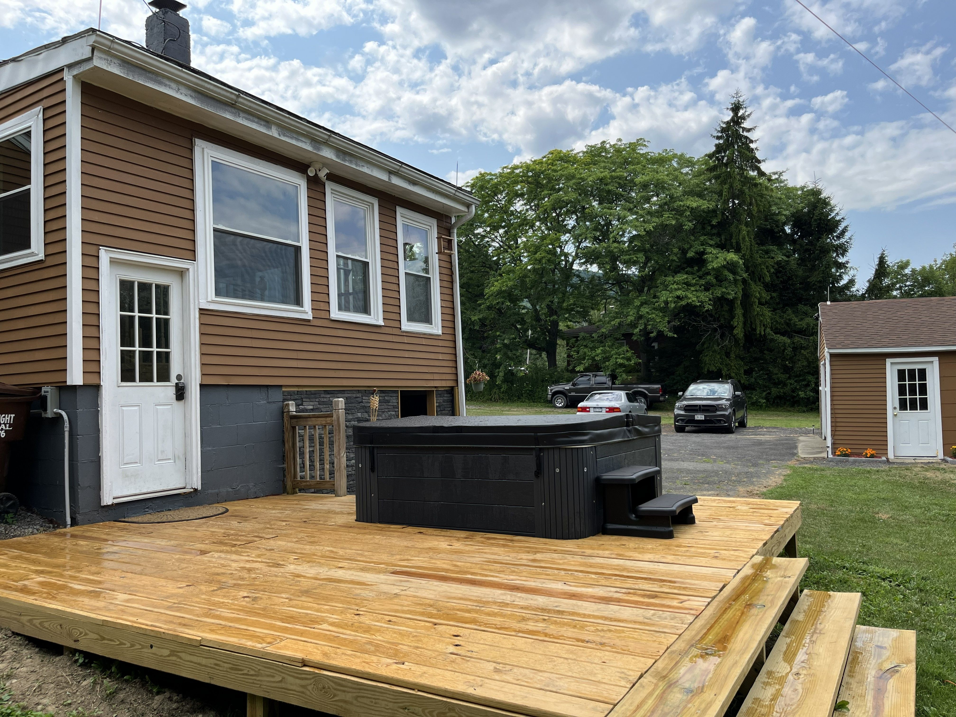 Custom deck with built-in hot tub